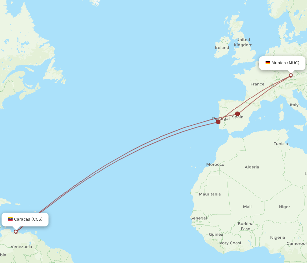 MUC-CCS flight routes