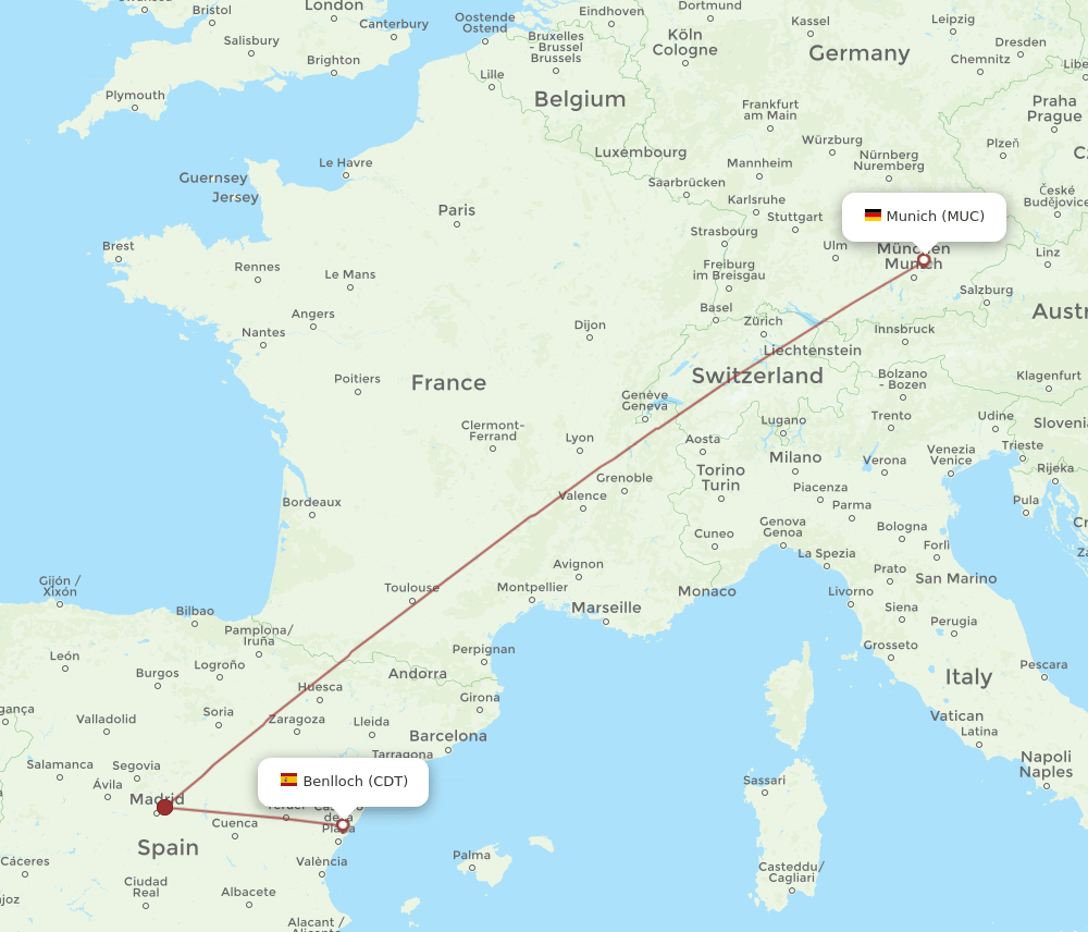 MUC-CDT flight routes