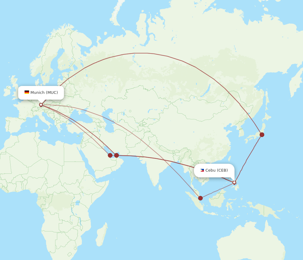 MUC-CEB flight routes