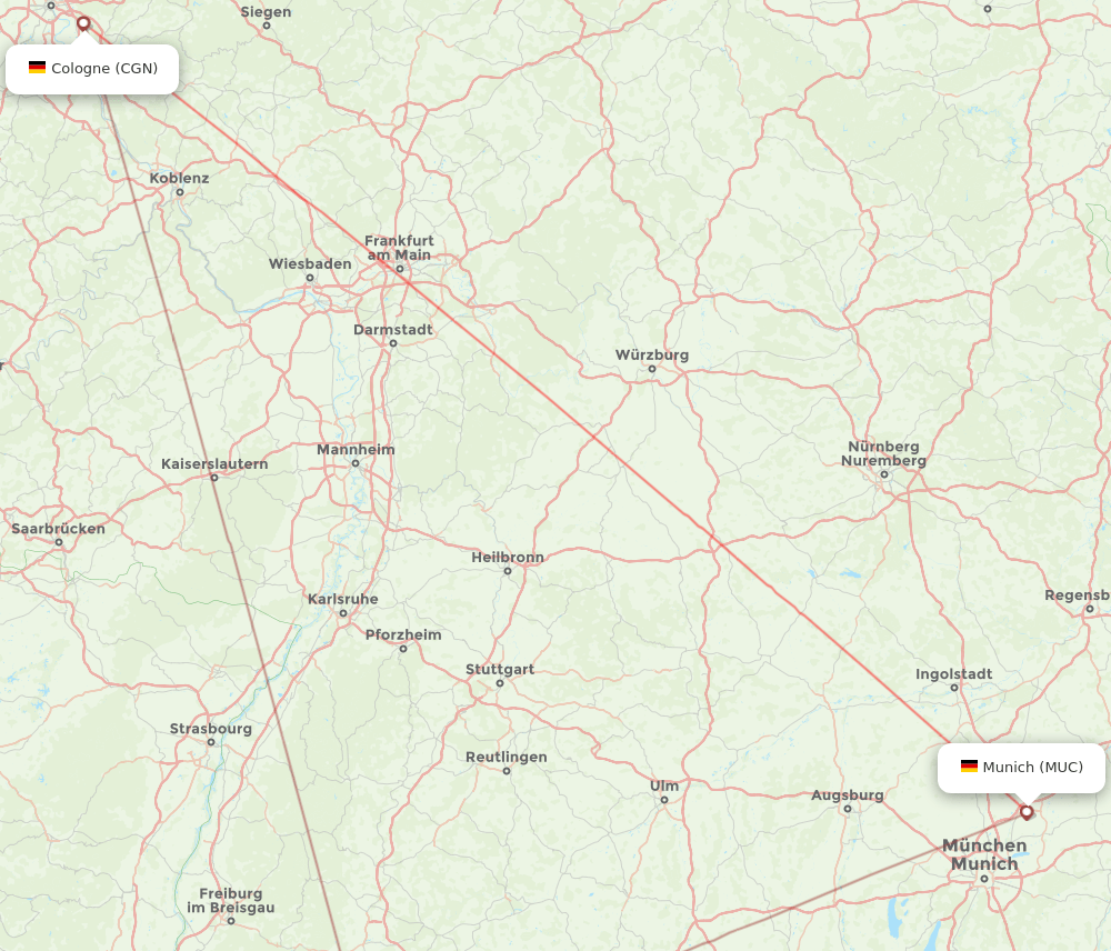 MUC-CGN flight routes