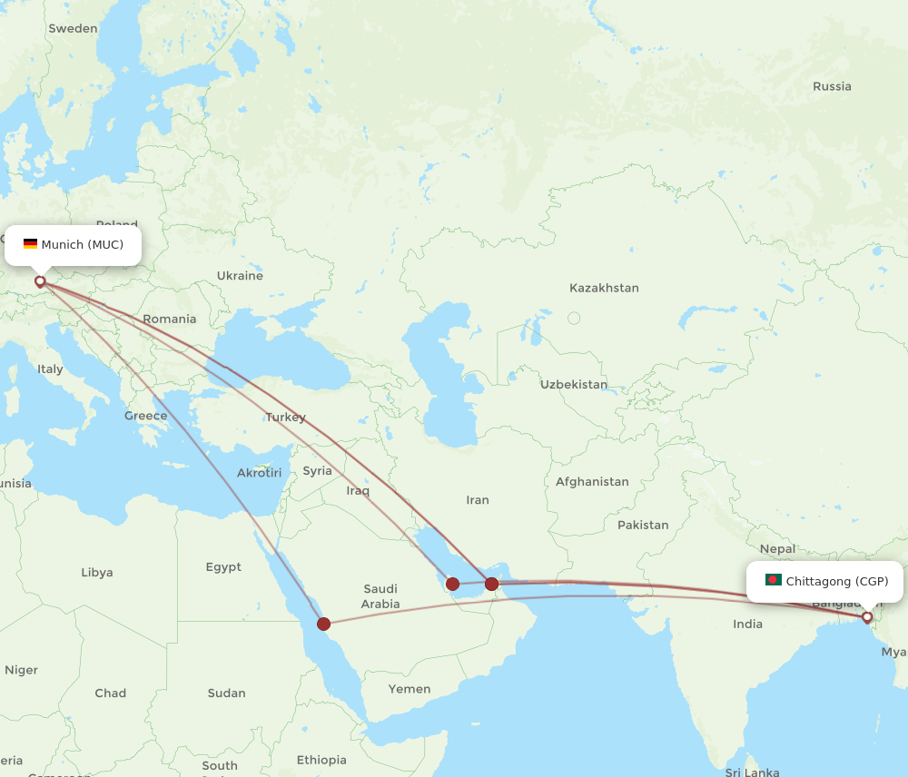 MUC-CGP flight routes