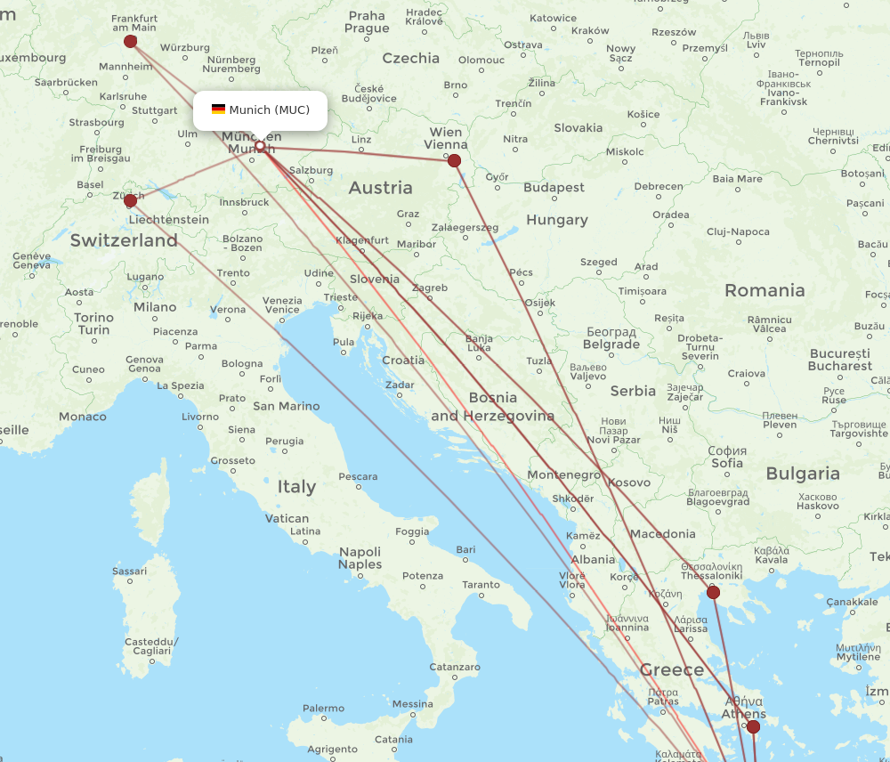 MUC to CHQ flights and routes map
