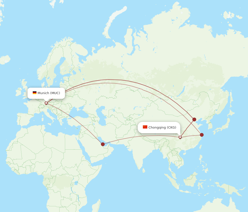 MUC-CKG flight routes
