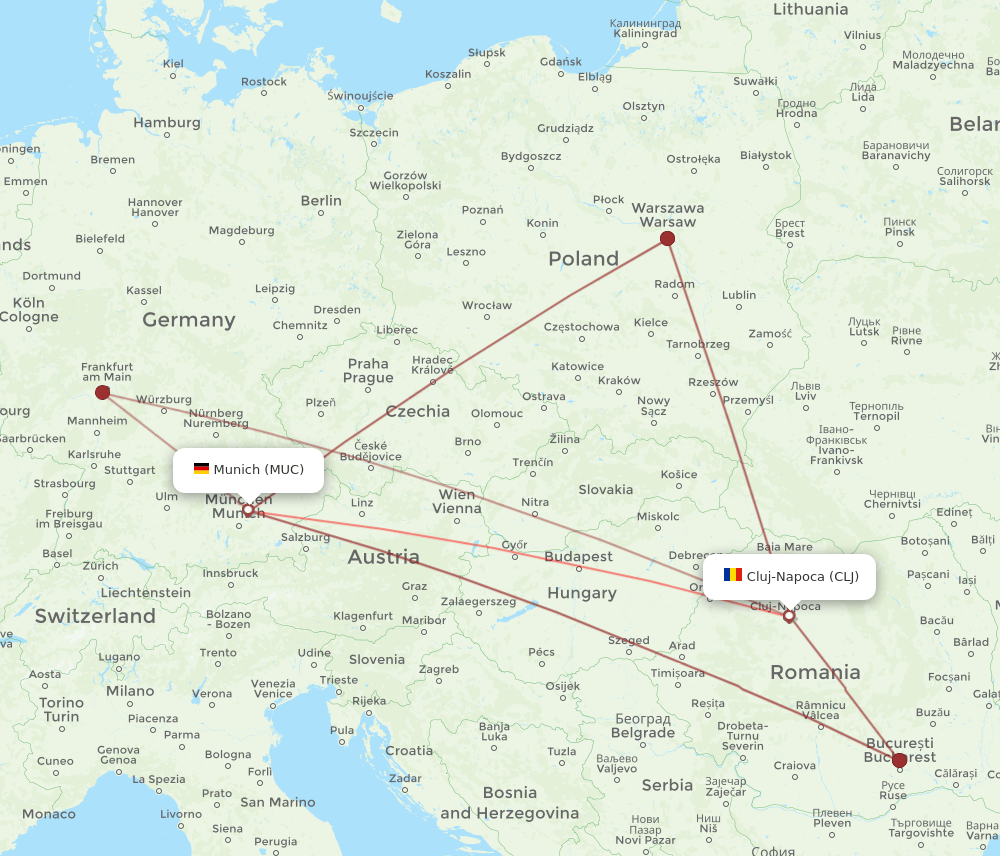 MUC-CLJ flight routes