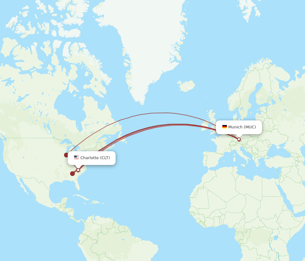 MUC-CLT flight routes