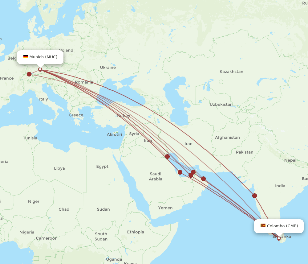 MUC-CMB flight routes