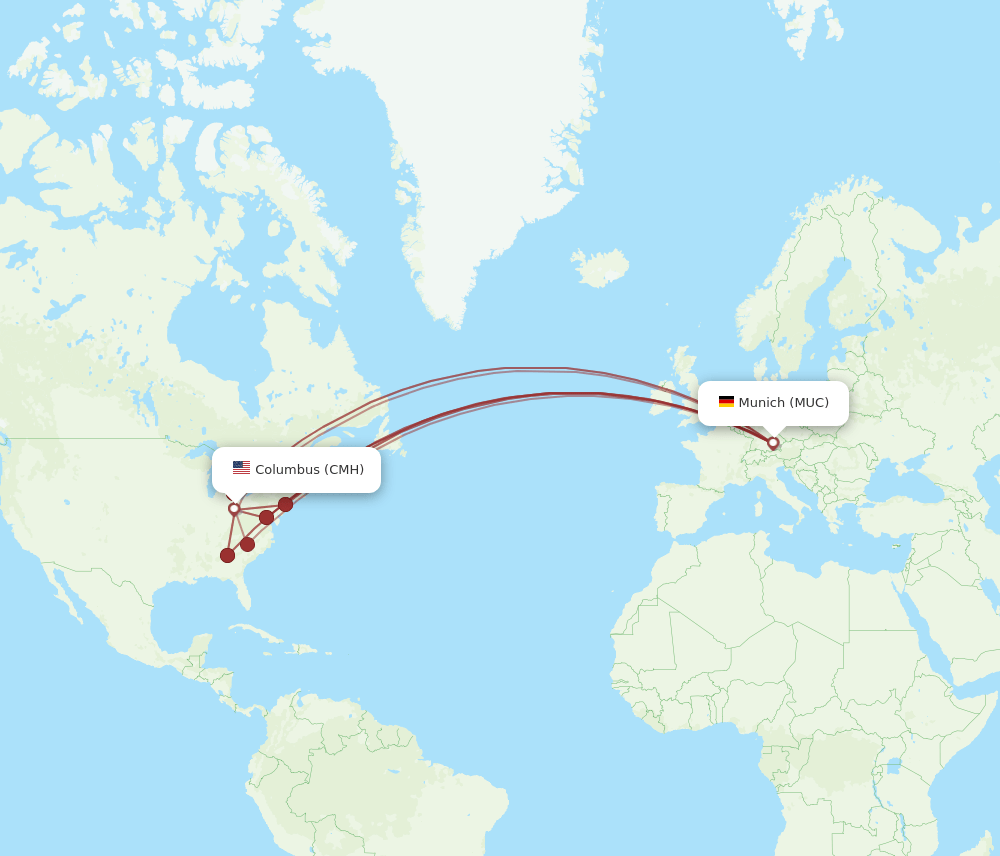 MUC-CMH flight routes