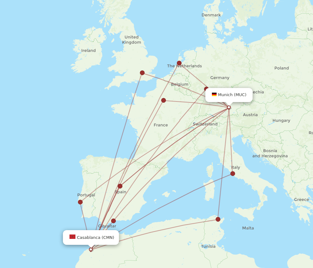 MUC-CMN flight routes