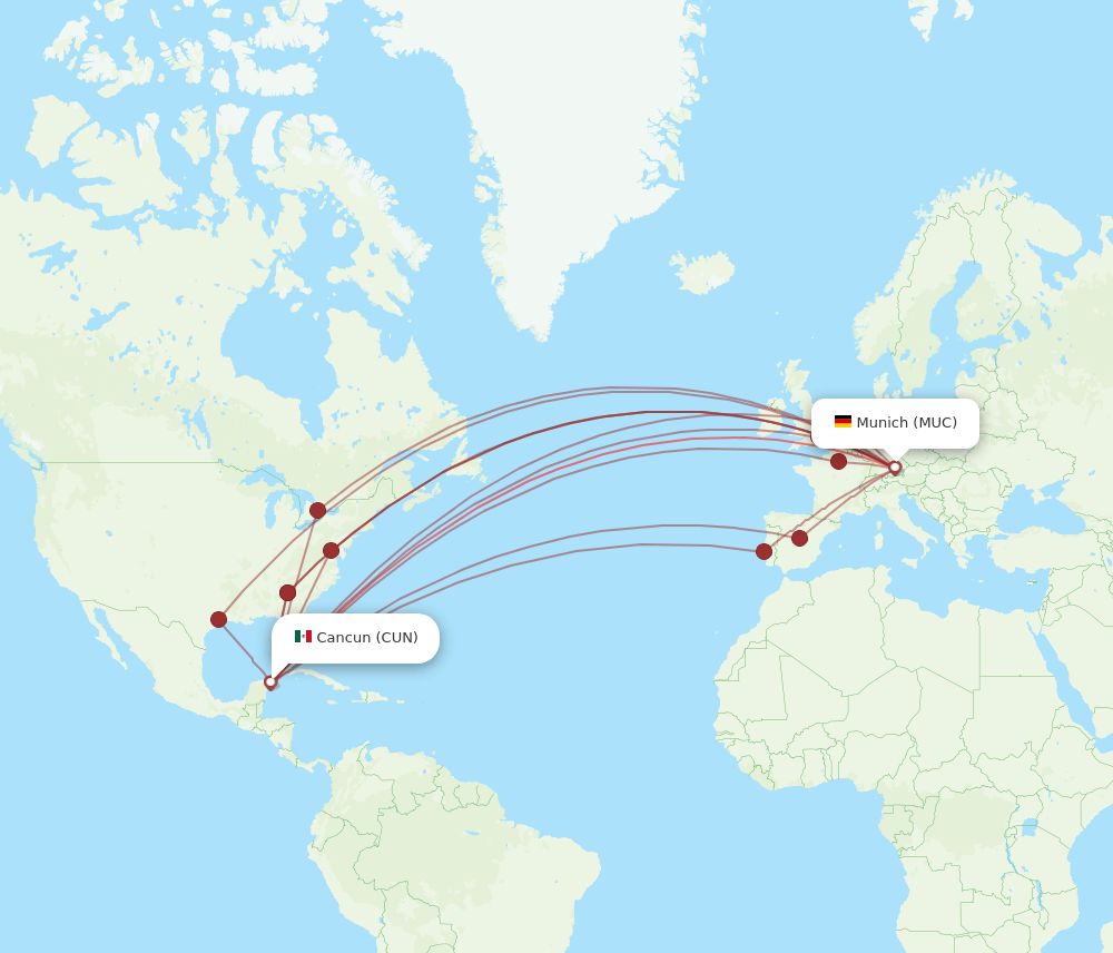 MUC-CUN flight routes