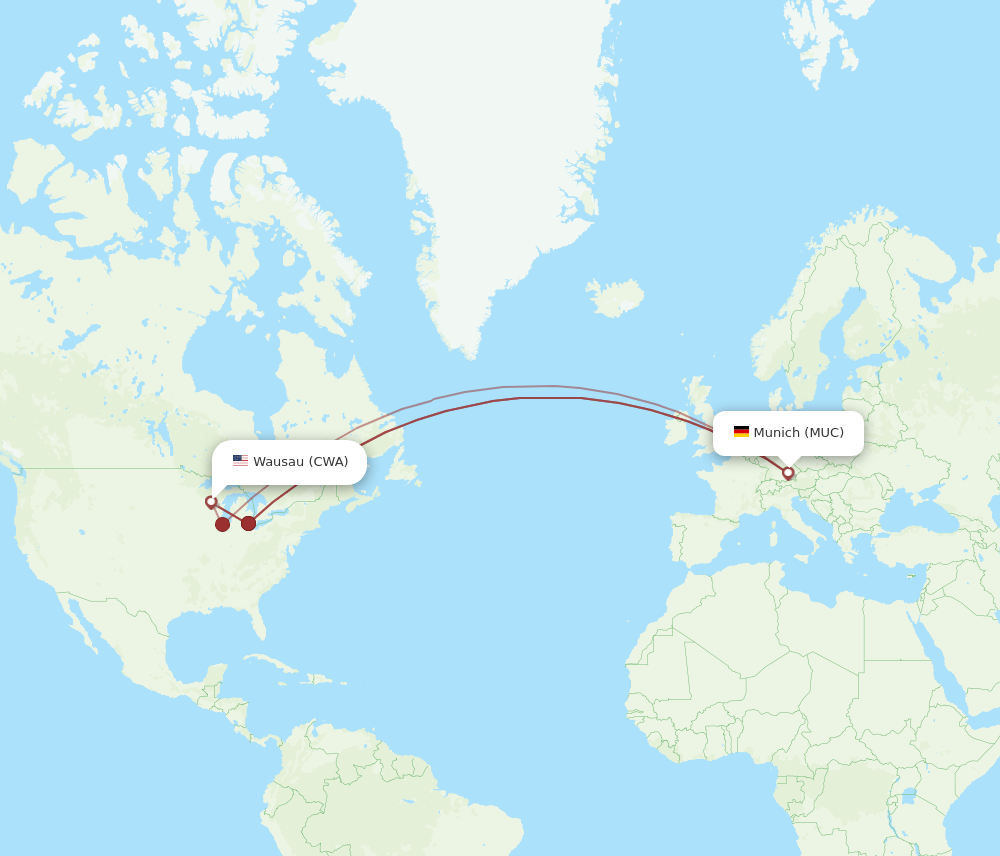 MUC-CWA flight routes