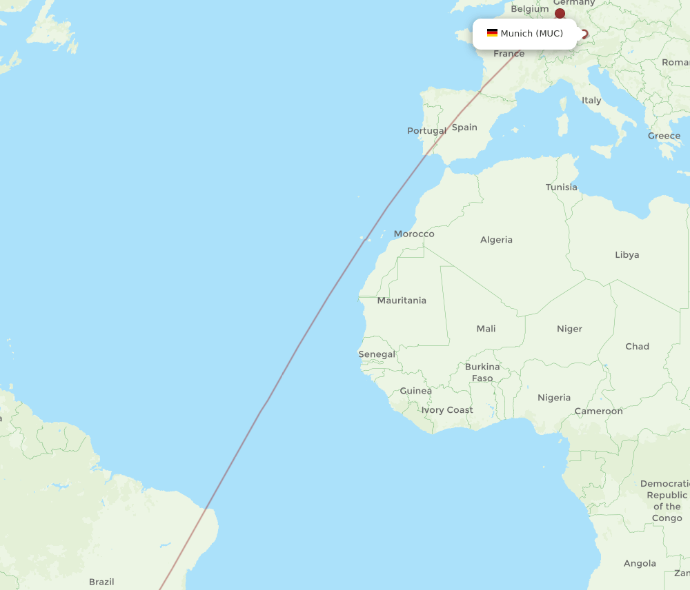 MUC-CWB flight routes