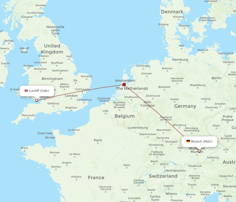 MUC-CWL flight routes