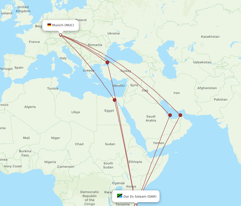 MUC-DAR flight routes