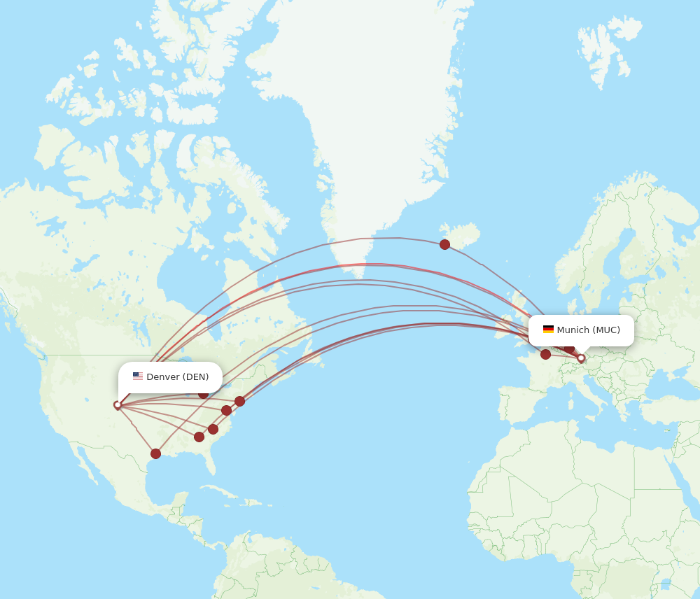 MUC to DEN flights and routes map