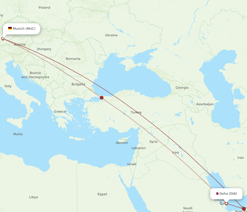 MUC-DIA flight routes