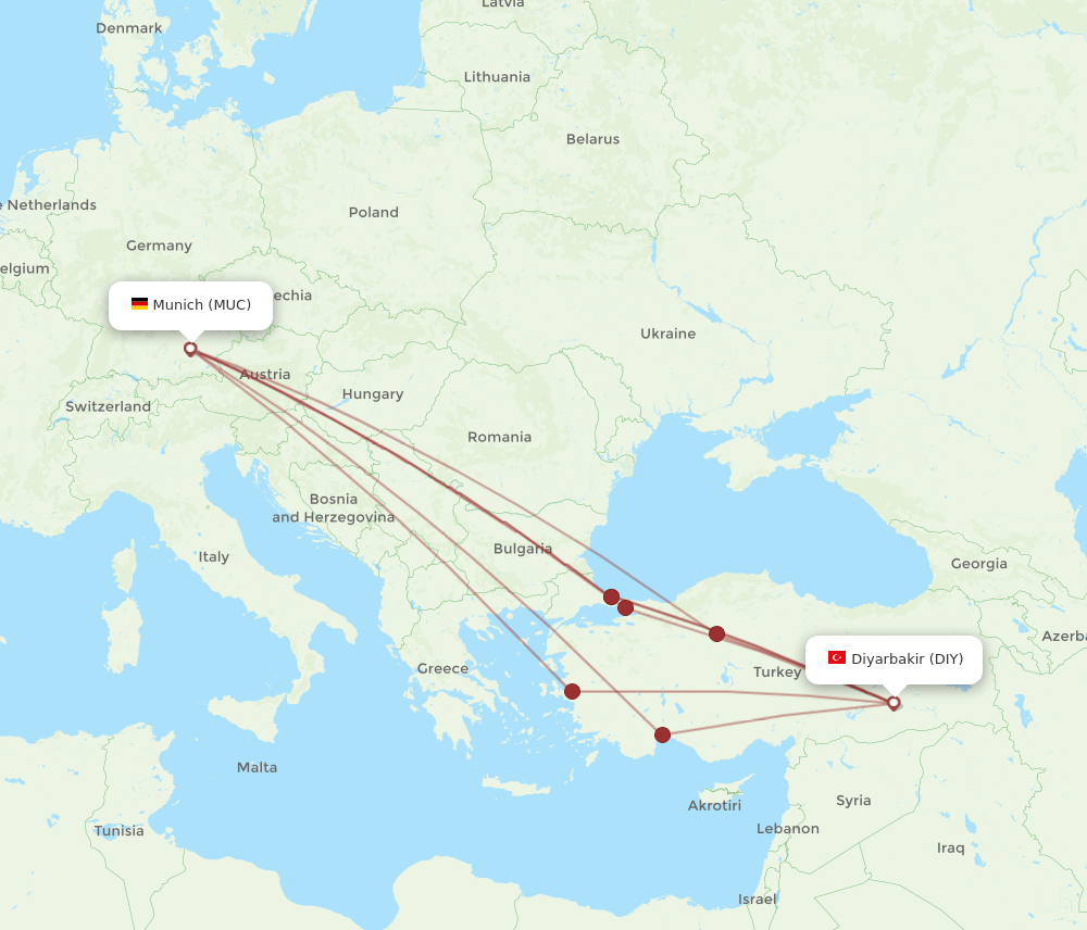 MUC-DIY flight routes