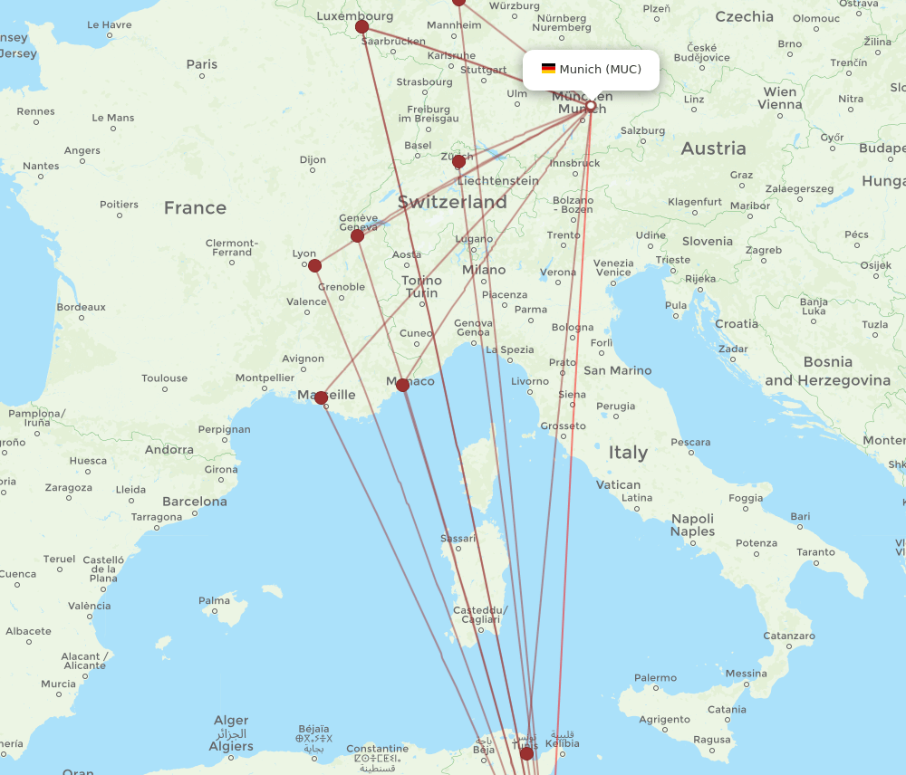 MUC-DJE flight routes