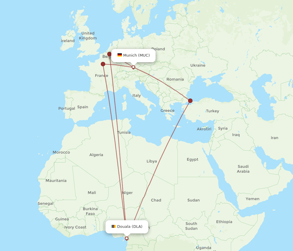 MUC-DLA flight routes