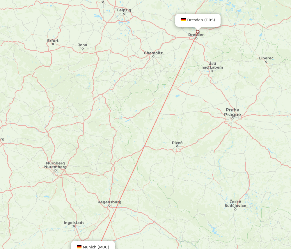 MUC to DRS flights and routes map