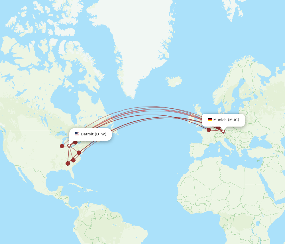 MUC-DTW flight routes