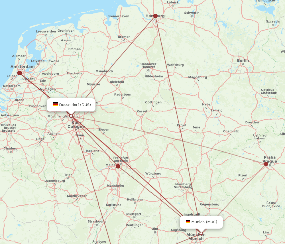 MUC-DUS flight routes