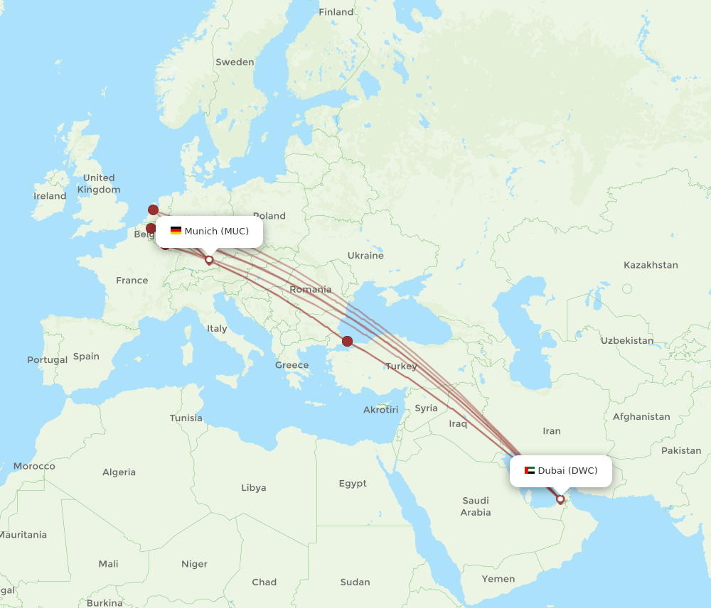 MUC-DWC flight routes