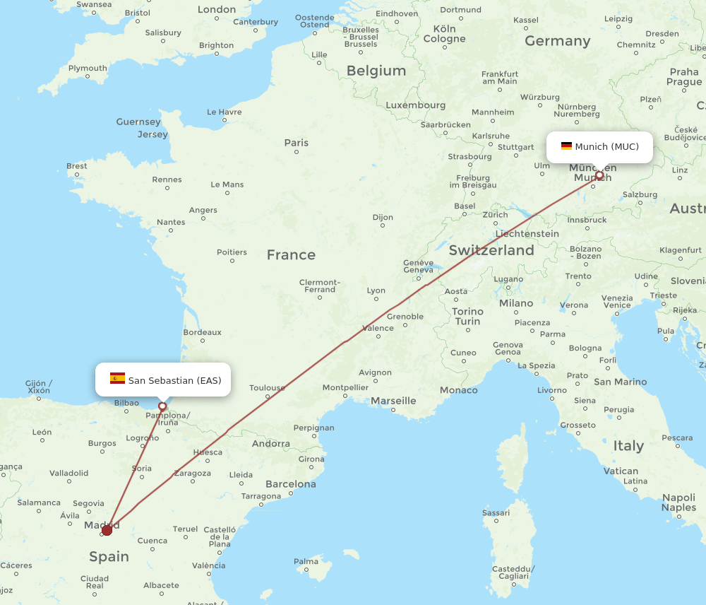 MUC-EAS flight routes
