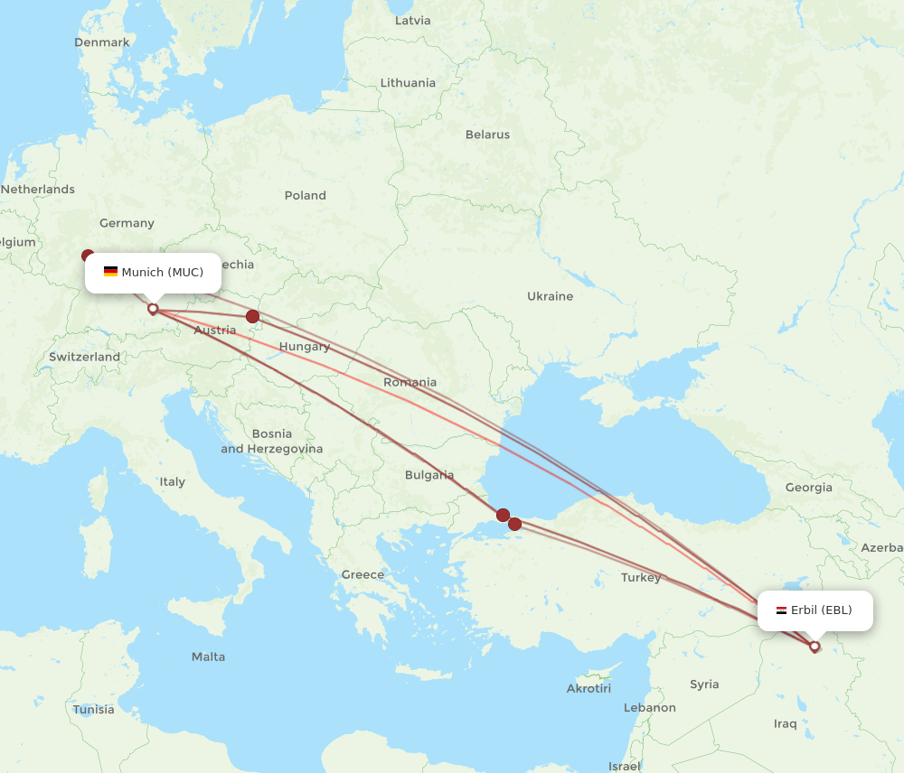 MUC-EBL flight routes