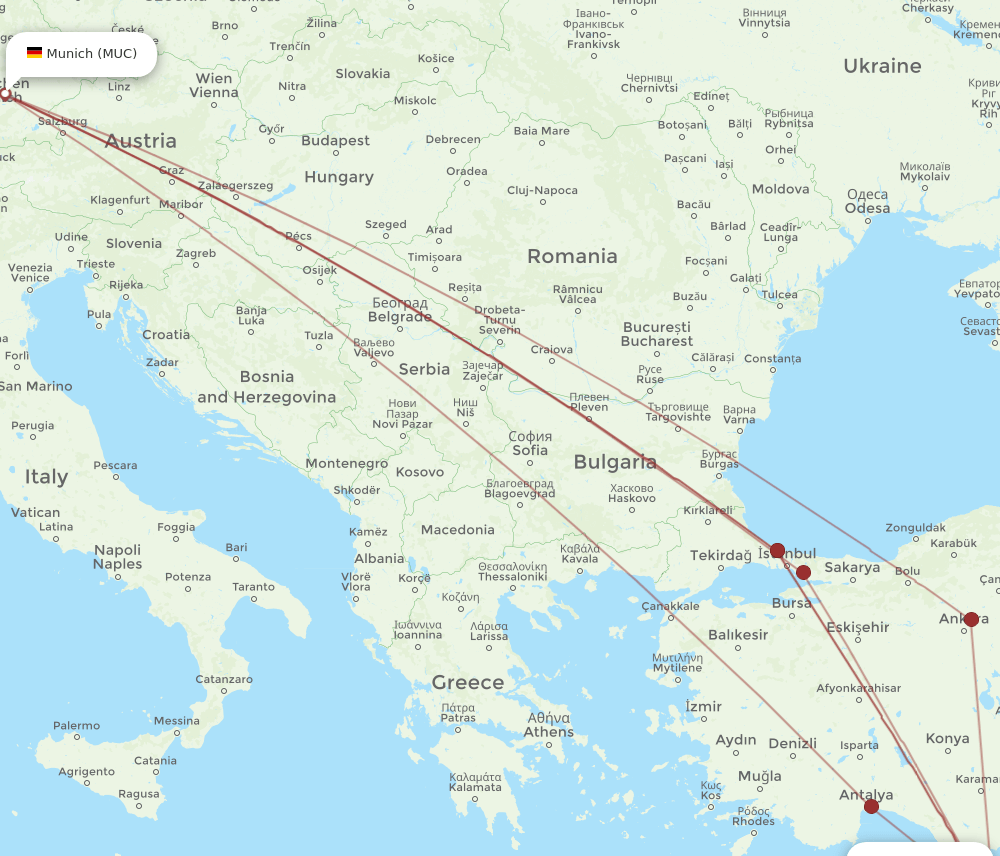 MUC-ECN flight routes