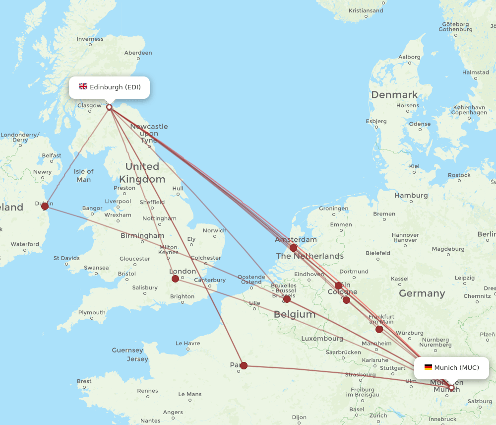 MUC-EDI flight routes