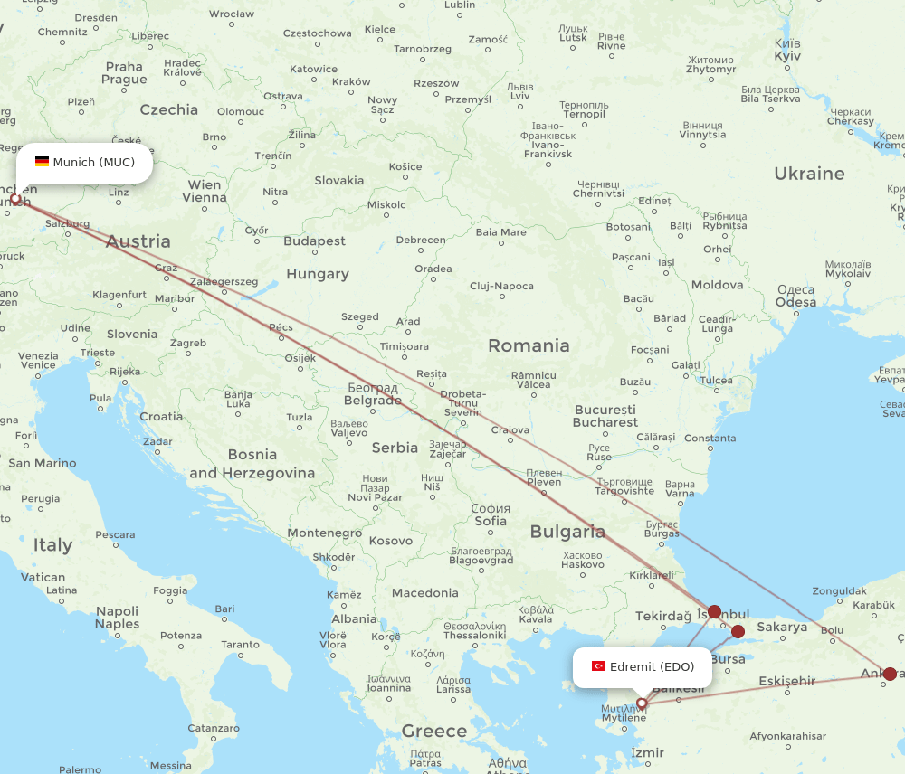 MUC-EDO flight routes