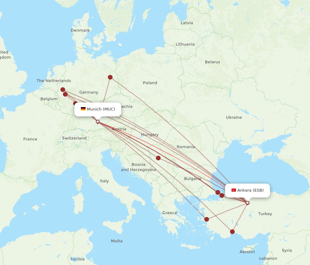 MUC-ESB flight routes