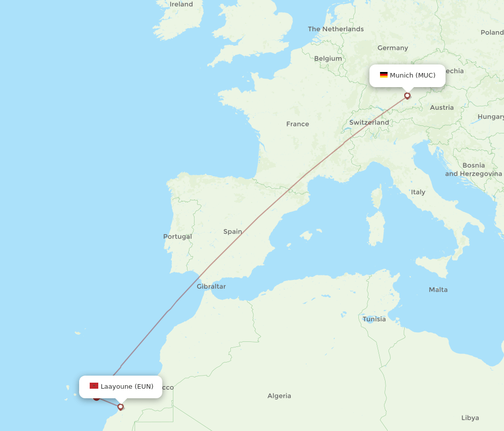 MUC-EUN flight routes