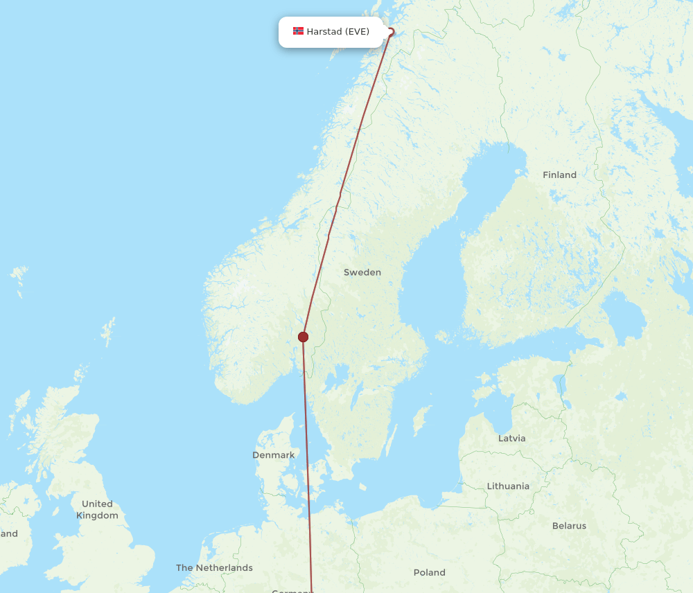 MUC to EVE flights and routes map