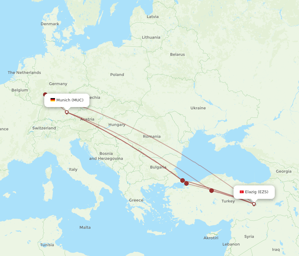 MUC-EZS flight routes