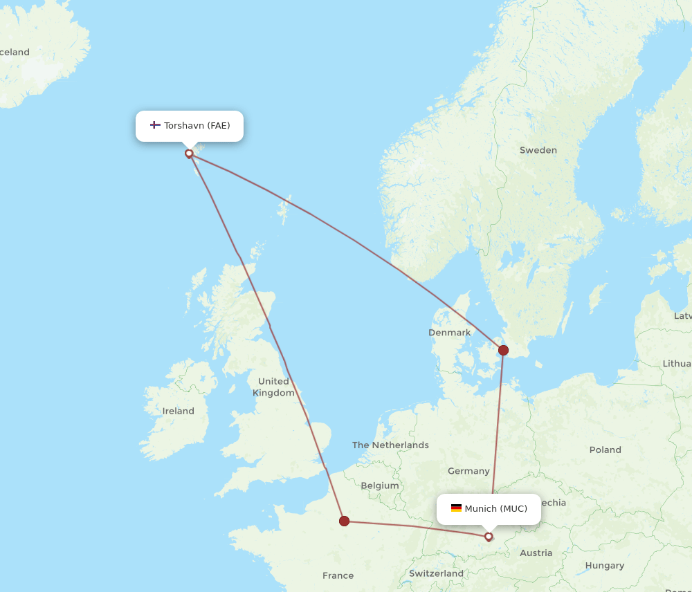 MUC-FAE flight routes