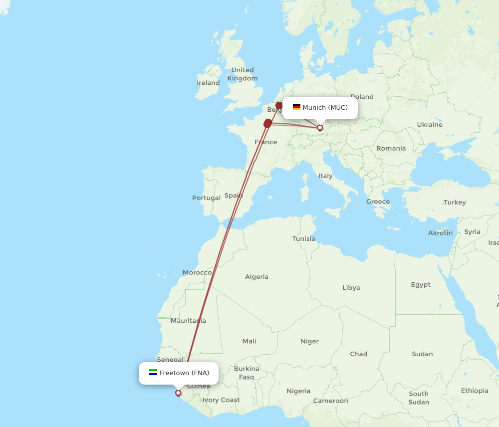 MUC-FNA flight routes