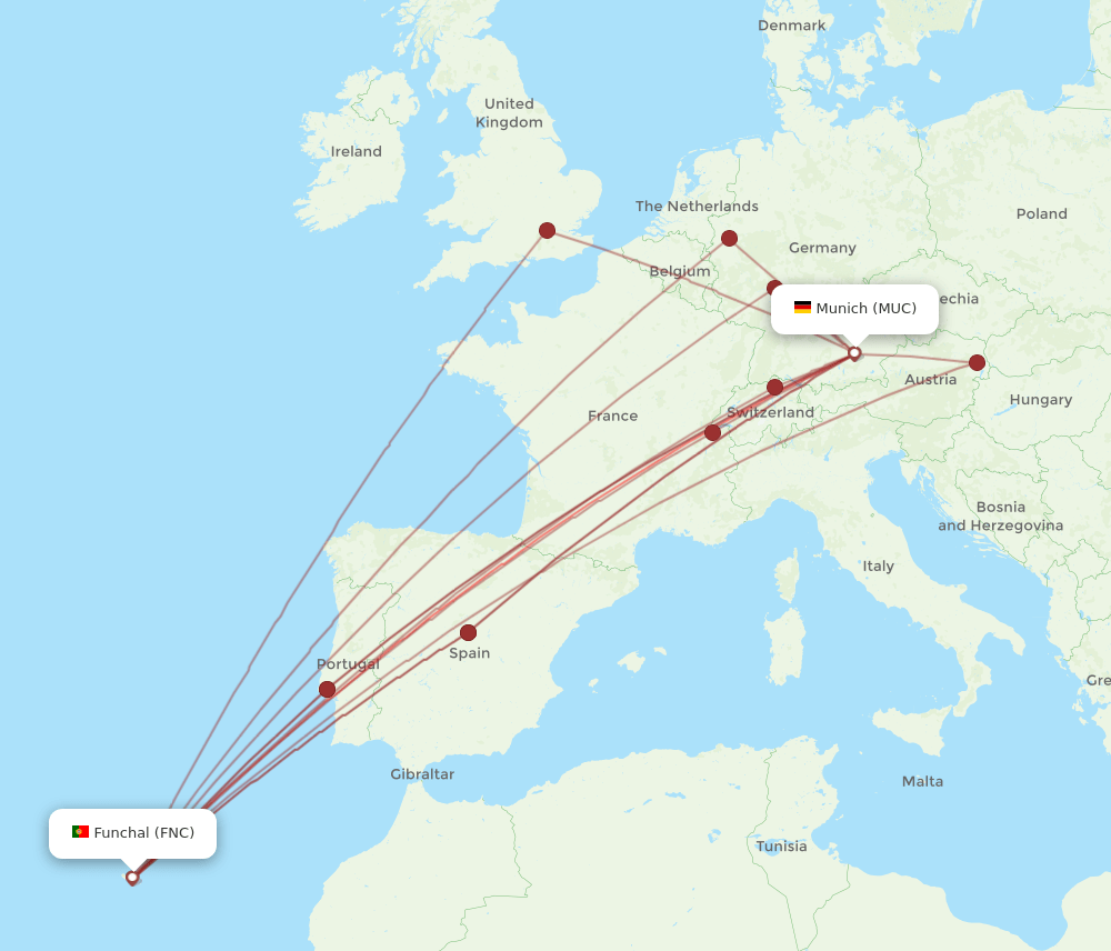 MUC-FNC flight routes