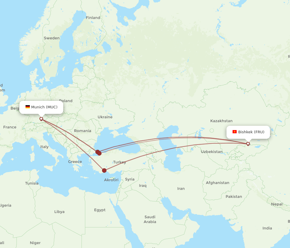 MUC-FRU flight routes