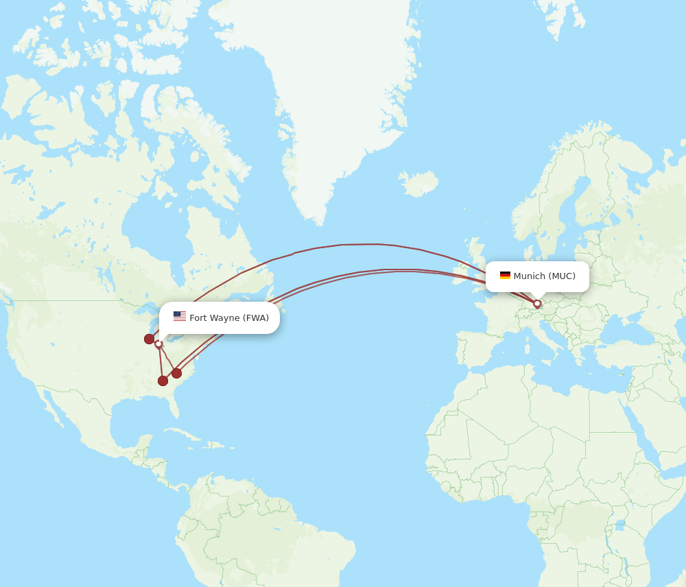 MUC to FWA flights and routes map