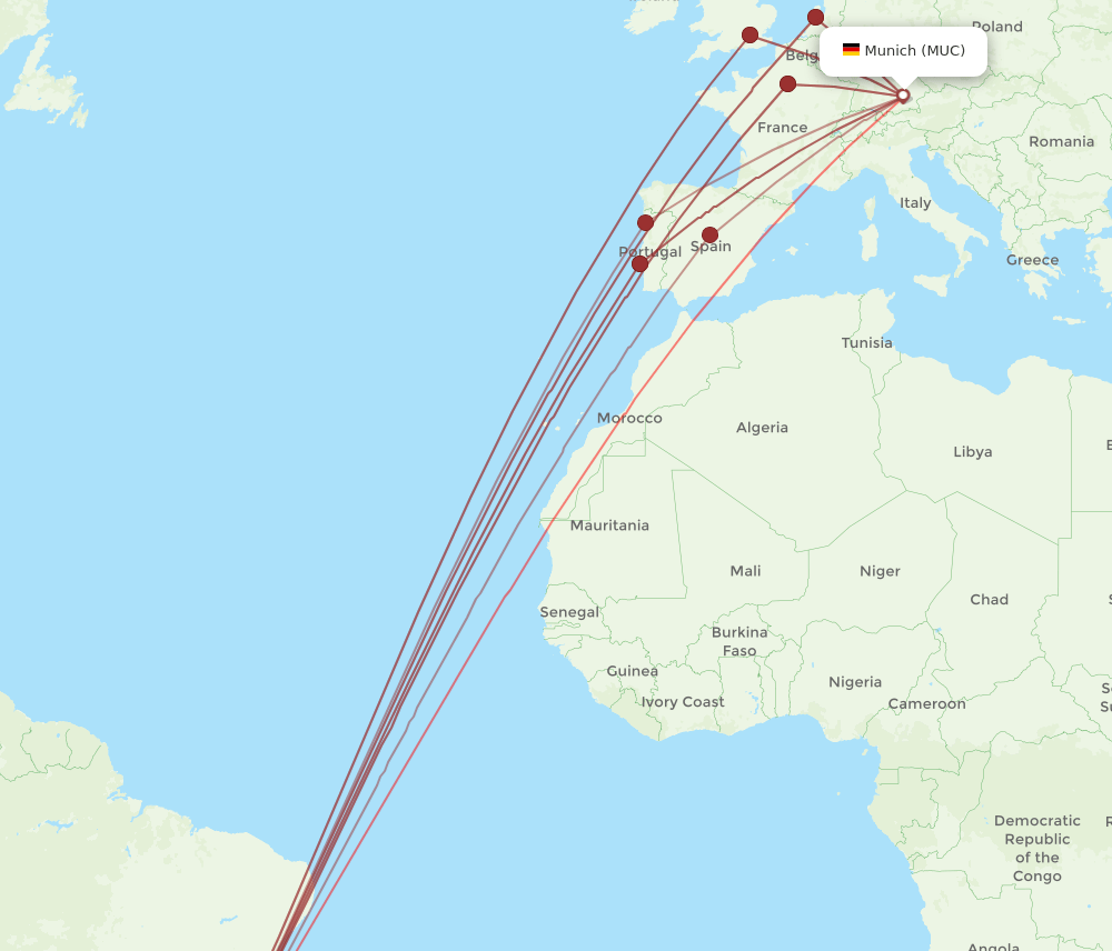 MUC-GIG flight routes