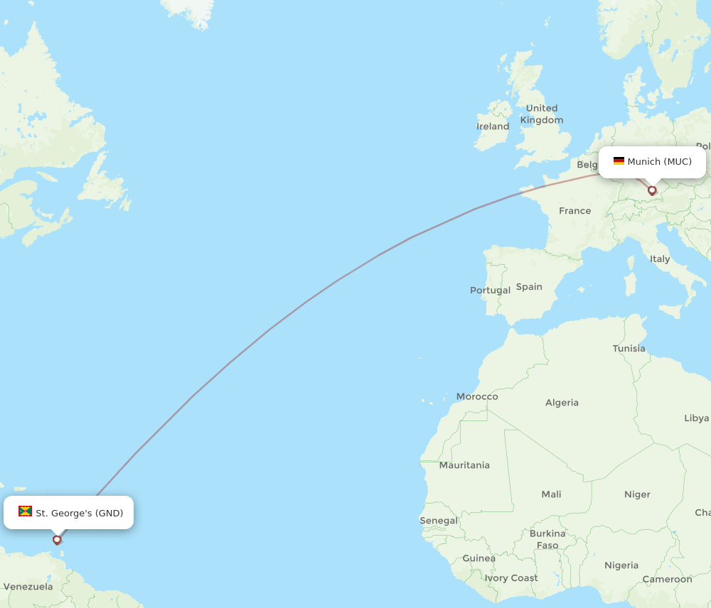 MUC-GND flight routes
