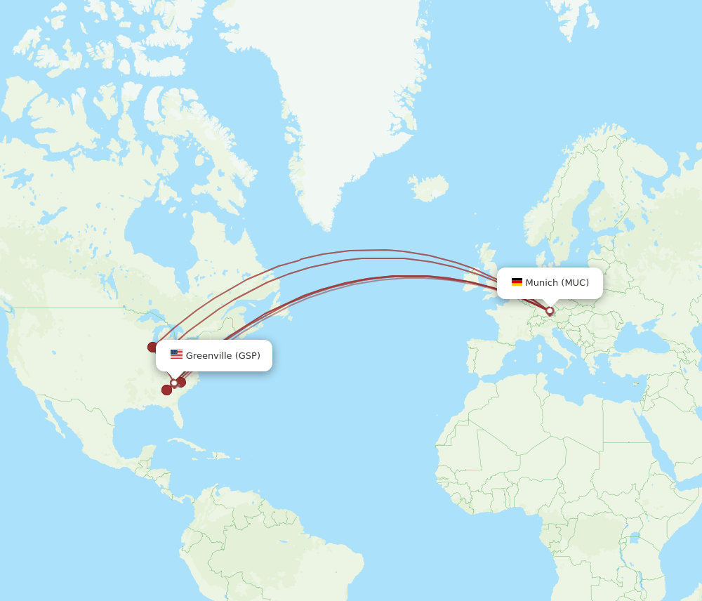 MUC-GSP flight routes