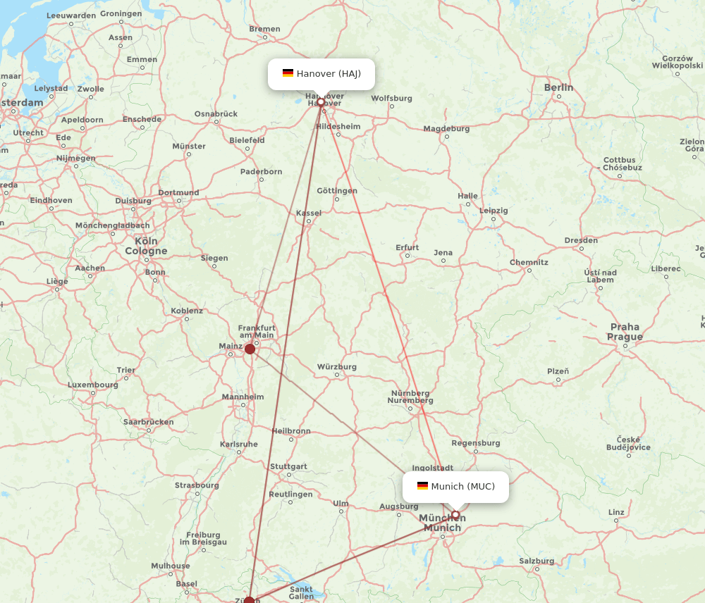 MUC-HAJ flight routes