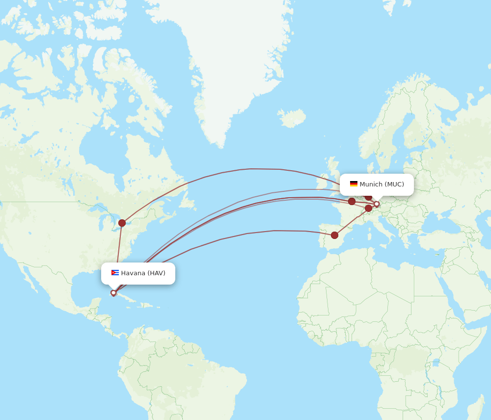 MUC to HAV flights and routes map