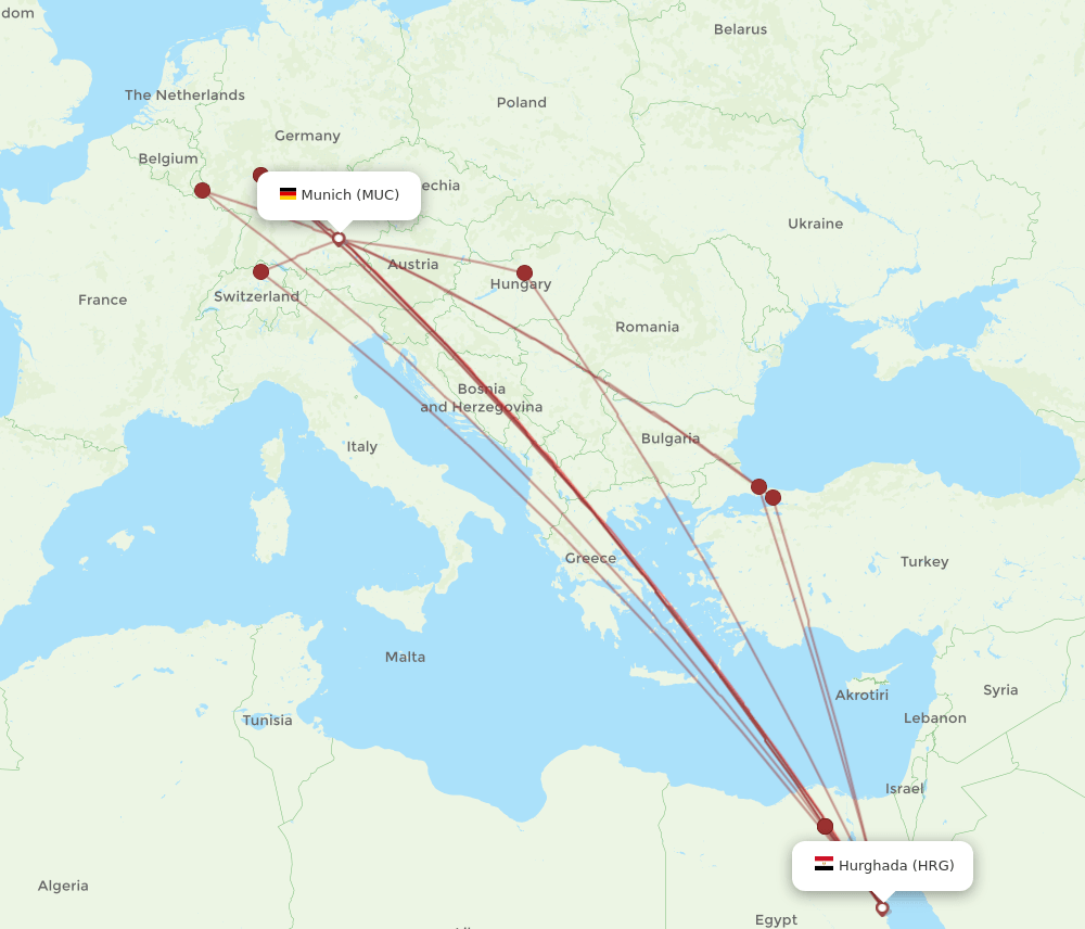 MUC-HRG flight routes