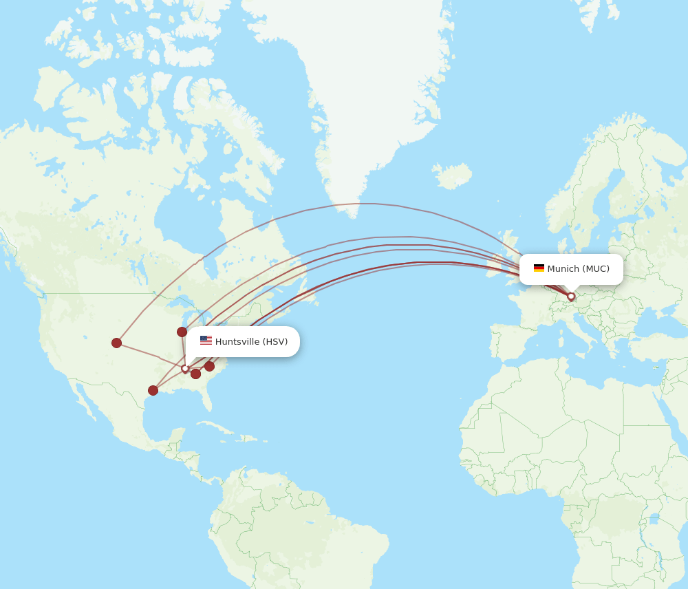 MUC to HSV flights and routes map