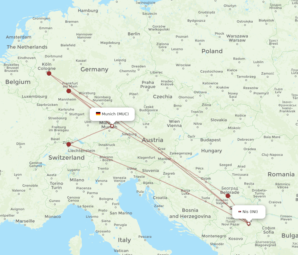 MUC-INI flight routes
