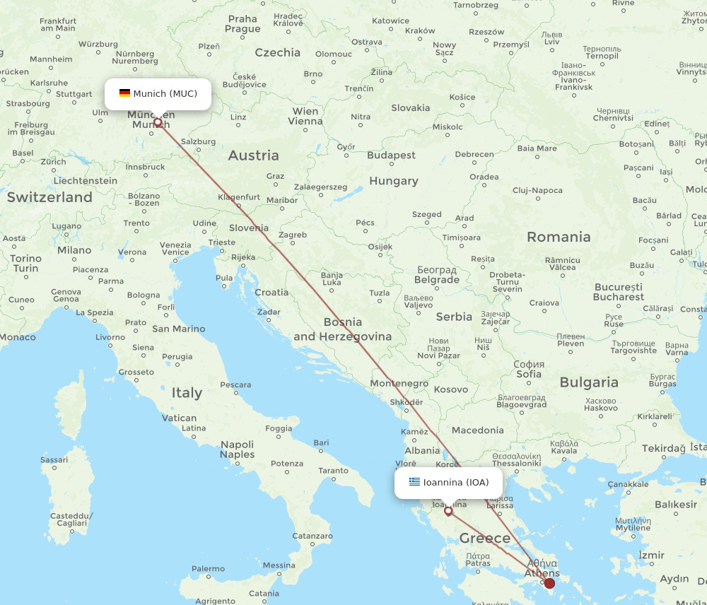 MUC-IOA flight routes