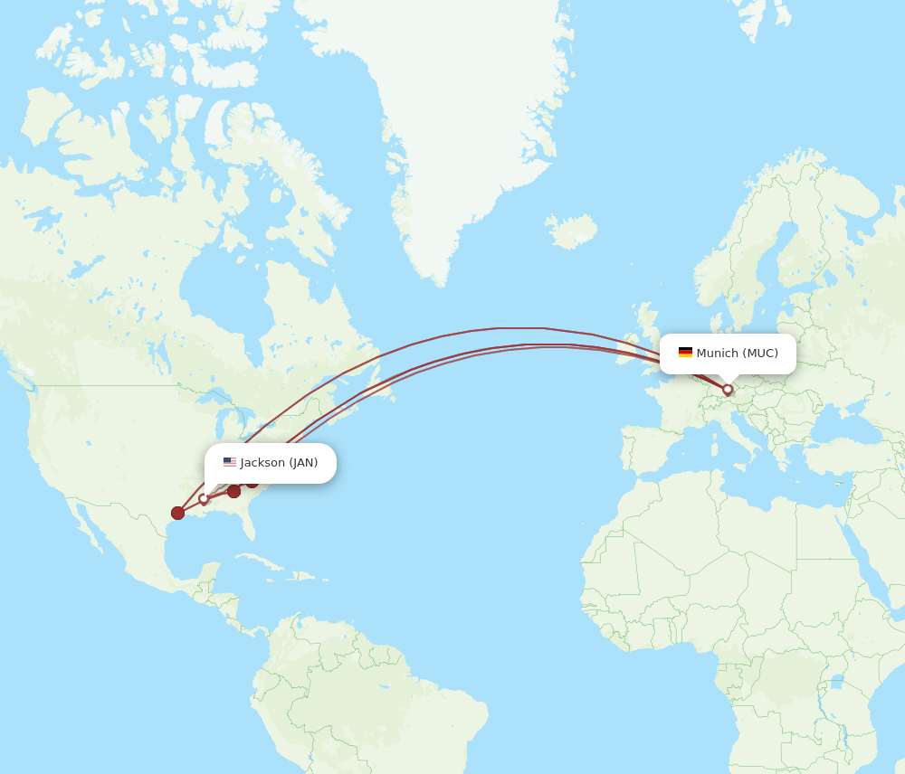 MUC-JAN flight routes